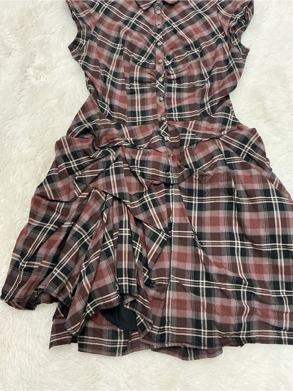 🌼 BDG - Plaid Pin Up Ruffle Hem Dress - - Picture 8 of 12